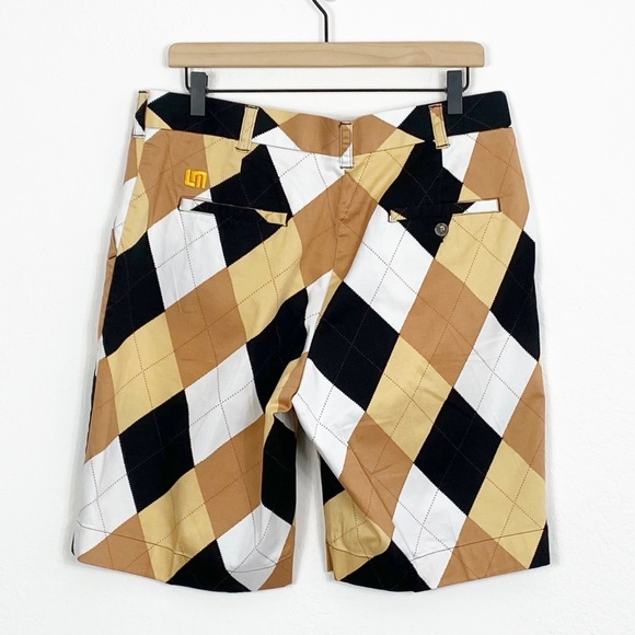 Loudmouth Shorts Loudmouth Tan Black Argyle Golf Shorts Inseam
